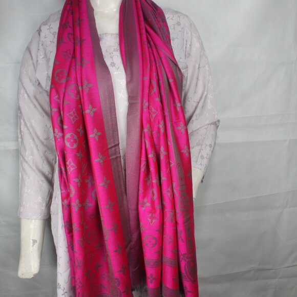 Louis Vuitton Stole Shawl Wrap 65% Cashmere 35% Silk  Pink Used - Picture 8 of 8